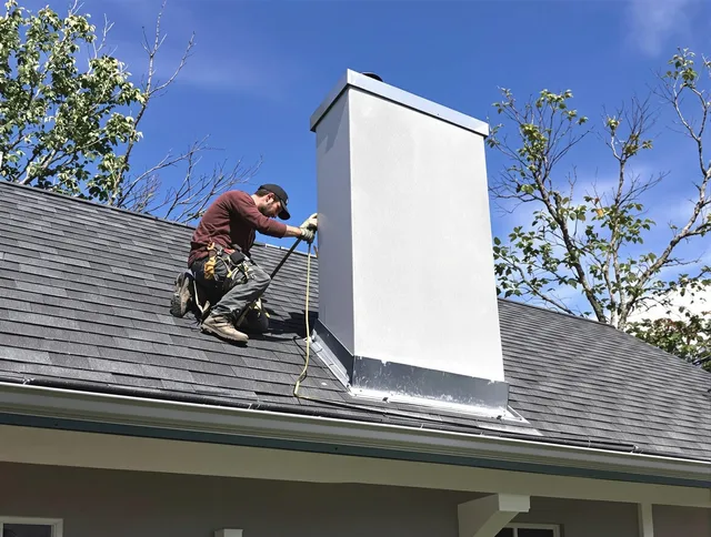 Garden Grove Chimney Sweep team member finishing chimney construction in Garden Grove, CA