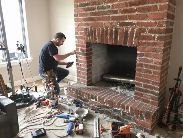 Garden Grove Chimney Sweep specialist finalizing chimney liner service in Garden Grove, CA