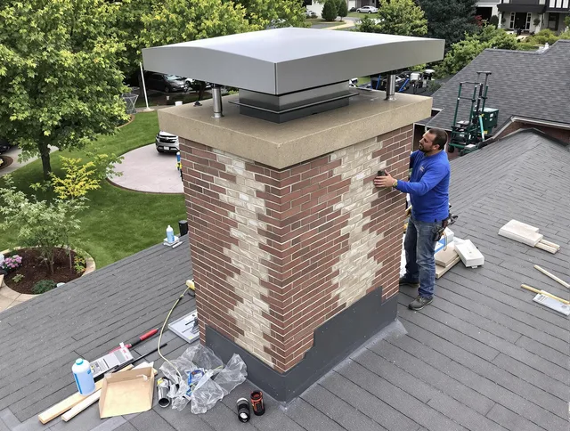 Garden Grove Chimney Sweep team working on a custom chimney remodel in Garden Grove, CA