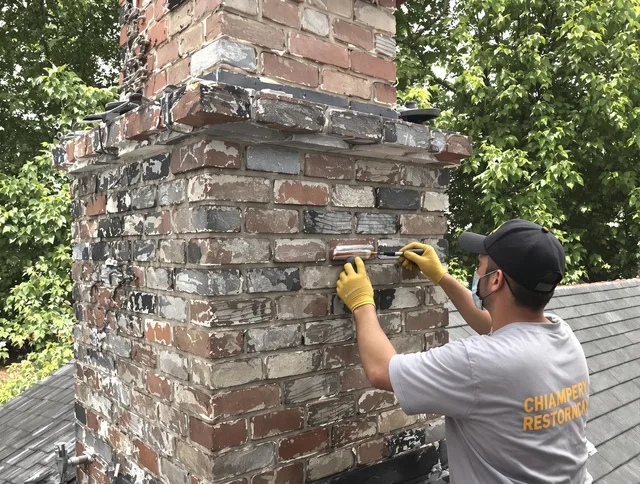 In-progress chimney restoration by Garden Grove Chimney Sweep in Garden Grove, CA